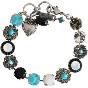 Mariana Zanzibar Silverstone Large Flower Shapes Crystal Mosaic Bracelet